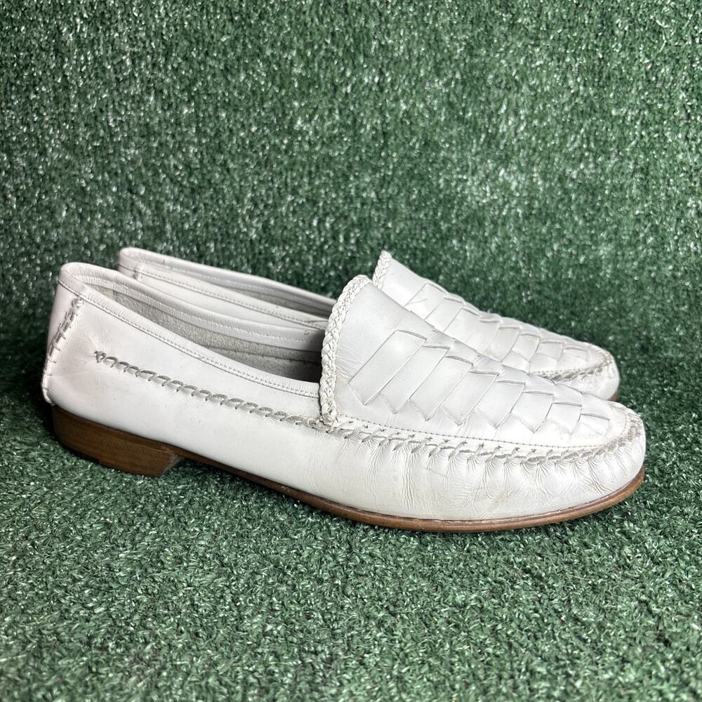 Giorgio Brutini Le Glove Men’s 12 D Woven Leather Loafers White Made in Brazil